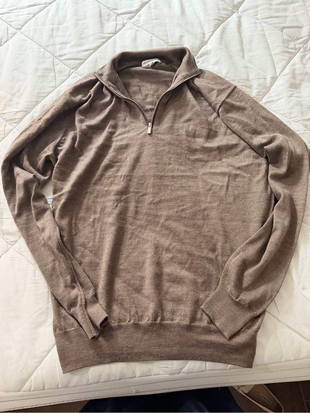 Peter Millar Merino Wool Blend Men's Brown Half-Zip Sweater - Classic Pullover M